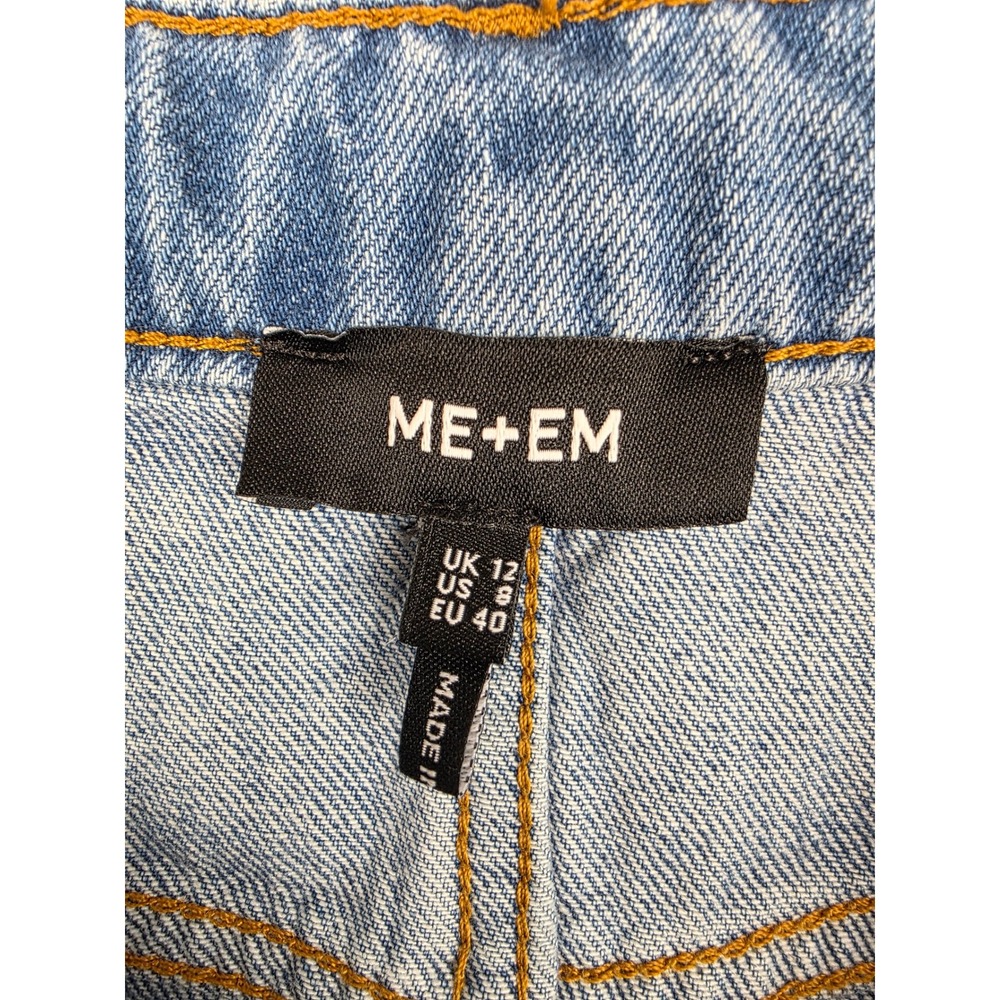 ME+EM Denim Jean Maxi Skirt Blue A Line Distressed Raw Hem Size 8 - Picture 7 of 8
